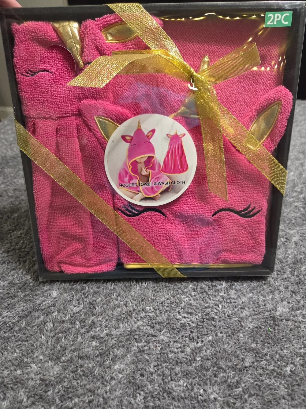 Hot Pink Unicorn Hooded Towel & Wash Cloth Set